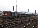 742 171-2 und 742 454-2 mit Gterzug auf Bahnhof Liberec am 13-7-2007.