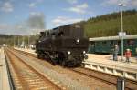 354 195 und 742 343-7 am 26.09.2009 im Bahnhof Johanngeorgenstadt.