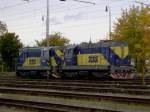 Die 742 410 und die 742 411 von TSS am 03.10.2008 abgestellt in Pilsen Hbf.