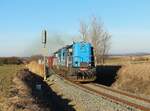742 441-9 und 742 397-3 zu sehen am 05.03.25 mit einem gemischten Zug (Umleiter) von Chomutov nach Plzeň bei Blatno u Jesenice.