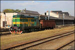 Diesellok 743008-5 rangiert hier am 7.10.2026 um 10.57 Uhr im Bahnhof Liberec in Tschechien.