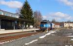 750 079-6 mit einem Messwagen zu sehen am 21.03.18 in Aš.