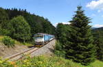 Auf einer der Schönsten Bahnstrecken in Tschechien konnte bei einem Lichtblick der Sonne der Zug von Jeseník kurz vor Horní Lipová mit der 750 704 eingefangen werden. Aufgenommen am 30.07.2020