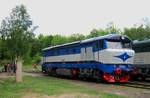 Bardotka Prototyp T478 1002 steht am 13 Mai 2012 ins Eisenbahnmuseum von LUzna u Rakovnika. Das blau-grauen Farbenschema ist von der Hand des Fransösischen Entwurfer Paul Arzens, bekannt von manche schöne Lokdesigns. 