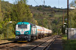 753 606-3 ist mit einem Gaskesselzug am 3. Oktober 2019 in Lbín unterwegs. 