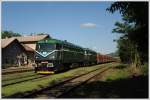 Taucherbrille (oder was davon brig geblieben ist) der letzten Generation - 753 601 an der Spitze dieses Kalkzuges bei der Durchfahrt in Krup am 21.6.2013.