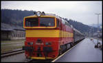 Die Taucherbrille CD 753331 wartet hier am 17.10.1993 um 14.15 Uhr im Grenzbahnhof Bayerisch Eisenstein auf die Abfahrt nach Tschechien.