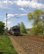 Kesselzug mit der 753 720-2 von UniPetrol auf den weg von Bad Schandau in Richtung Tschechien, aufgenommen am 27.4.2015 in Krippen.