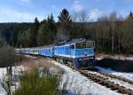 754 015 mit einem R nach Prag am 06.01.2014 bei Spicak.