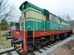 Die Diesellokomotive T 669 0001 Anfang April 2018 im Eisenbahnmuseum Lužná u Rakovníka.