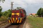 CZ-RCAS 98 54 4 702 586-9, historisch als CSD_T212 0586 angeschrieben, am 14.Juli 2018 vor dem Os 18395 (Jemnice - Moravske Budejovice) im Bahnhof Trebelovice.