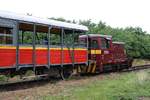 CZ-RCAS 98 54 4 702 586-9, historisch als CSD_T212 0586 angeschrieben, am 14.Juli 2018 vor dem Os 18395 (Jemnice - Moravske Budejovice) im Bahnhof Dedice.