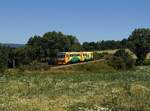 Der 814 309 als Os nach Písek am 30.06.2018 unterwegs bei Březnice.