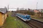 842 023 fuhr am 11.12.18 Überraschend den Os 7029 in Nebanice ein. Foto von der Fußgängerbrücke!