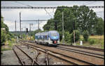 Verspätet erreicht hier der CD VT 844024-0 als Sp 1664 aus Plzen am 29.06.2021 um 11.54 Uhr den Bahnhof Chodova Plana.