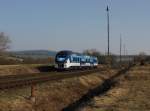 Der 844 002 als Os nach Pilsen am 20.03.2015 unterwegs bei Milavče.