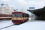 810 245 bei Ausf. aus dem Bf Liberec am 24.01.2011, er fhrt als MOs6344 ber die tsch. KBS 037 und 039 nach Jindřichovice pod Smrkem. 