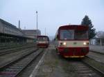 Nebenbahntreffen von CD-810 541 + CD-810 325 in Velke Opatovice.
    
2011-11-17 Velke Opatovice