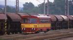  Brotbüchse  mit rotem Stern!   Triebwagen 810178 am 21.6.1988 um 09.00 Uhr aus Blatna angekommen im Bahnhof Nepomuk.