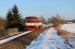 810 201-4 mit dem Os 17220 von Aš nach Hranice v Čechách zu sehen am 23.02.18 in Aš předm.