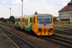 CD 914 068-2/814 068-3 fährt am 14.Juli 2018 als Os 24809 (Okrisky - Znojmo) im Bahnhof Moravske Budejovice ein.