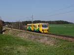 Der 814 160 als Os am 16.04.2019 unterwegs bei Klenovice.
