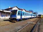 814 159-0 am 14. 3. 2020 im Bahnhof Kladno.