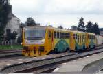 814 202-8 der regionova CD verlt am 17.09.2008 den Bahnhof Frydlant nach Cernousy.