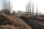 814 004-8 der Regionova (ČD) bei der Durchfahrt in Hazlov.23.03.2012