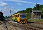 814 172 als Os am 14.09.2013 bei der Ausfahrt in Lun u Rakovnka.