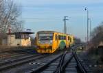 814 014 als Os nach Domazlice am 03.01.2014 bei der Einfahrt in Janovice nad Uhlavou.