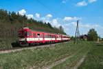 842 026 ist bei Valtice mit dem Zug 4518 (Breclav - Znaim) unterwegs.