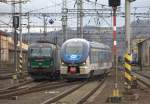 Ein Regio Shark läuft in Decin ein.   844 027-3. 03.02.2016  13:57 Uhr.