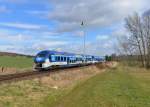 844 009 + 844 011 als Os 7410 am 01.04.2015 bei Blizejov. 