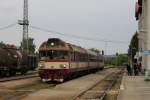 854 209-4 / 80 29 202-6 mit Os 4879 Jihlava-Třebíč auf Bahnhof Okříšky am 24-5-2013.