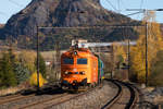 Am 31. Oktober 2018 war 130 048-2 mit einem Kohlezug in Zelenice nad Bilinou unterwegs nach Westen. 