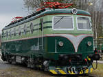 Die Elektrolokomotive E 499 101 Anfang April 2018 im Eisenbahnmuseum Lužná u Rakovníka.