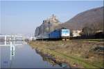 163 077 unterhalb der Burg Streckov in Usti nad Labem. Aufgenommen am 18.03.2016