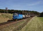 Die 340 055 mit einem Güterzug am 14.04.2018 unterwegs bei Horní Dvořiště.