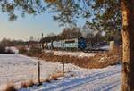 363 519-0, 363 516-6 und 731 015 mit einem Güterzug zu sehen am 18.01.17 in Chotikov.