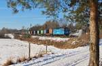 363 005-0 zu sehen am 19.01.17 mit einem Containerzug in Chotikov.