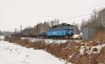 363 037-3 zu sehen mit einem Stahlzug am 02.02.17 bei Chotikov.