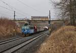 363 065 zu sehen am 17.01.22 mit einem Mischer bei Nebanice.