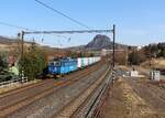 363 014-1 mit einem leeren Kohlenzug zu sehen am 20.03.22 in Želenice nad Bílinou.