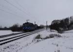 363 074-6 und 731 013 zu sehen bei Schneefall am 31.01.15 in Chotikov