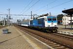 CD 371 002 treft am 21 September 2020 in Prerov ein. Bis 2017 waren diese Zweisystemloks aktiv mit EuroCity-Züge zwischen DResden Hbf und Praha hl.n.