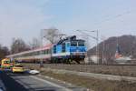 371 001-9 mit EC 173 von Hamburg-Altona nach Villach ber Berlin, Dresden und Prag. Fotografiert am 23.03.2013 in Krippen. 