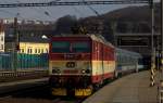 371037 - 7 bespannt den EC 171 Hungaria  nach Budapest.Abfarht in Usti nad Labem.
07.03.2014 10:13 Uhr.