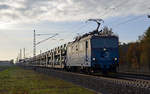 372 010 der CD Cargo führte am 14.11.18 einen BLG-Autozug durch Marxdorf Richtung Falkenberg/E zum dortigen BLG-Stützpunkt.