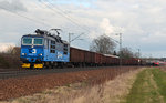372 012 bespannte am 19.03.16 einen gemischten Güterzug von Decin nach Engelsdorf. Hier passiert der Zug Zeithain. Im Hintergrund ist ein RE Leipzig-Dresden zu sehen.